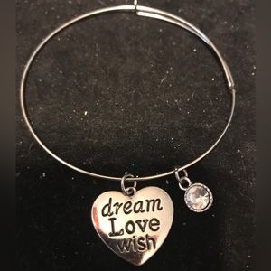 Silvertone dream love wish charm bracelet